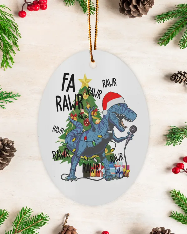 Karaoke Dinosaur T-rex Funny Christmas Ornament