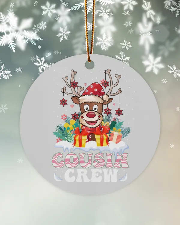 Cousin Crew Ornament, Christmas gift box reindeer