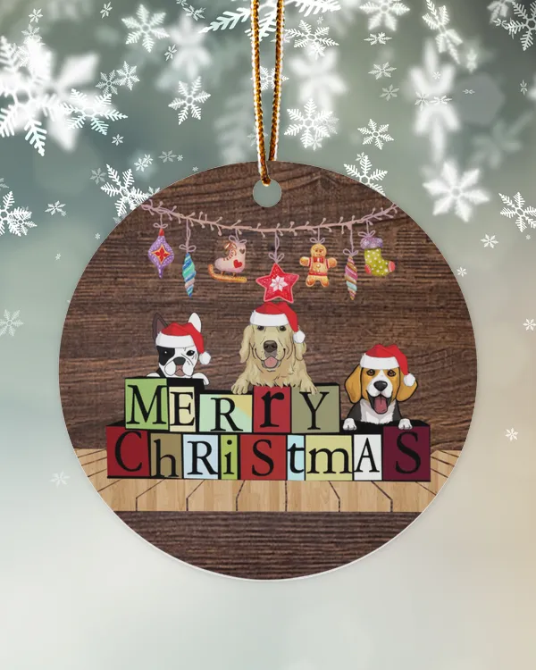 Merry Christmas Dogs Ornament