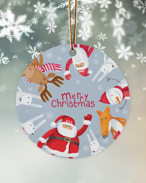 Merry Christmas 2021 Santa And Friends Ornament