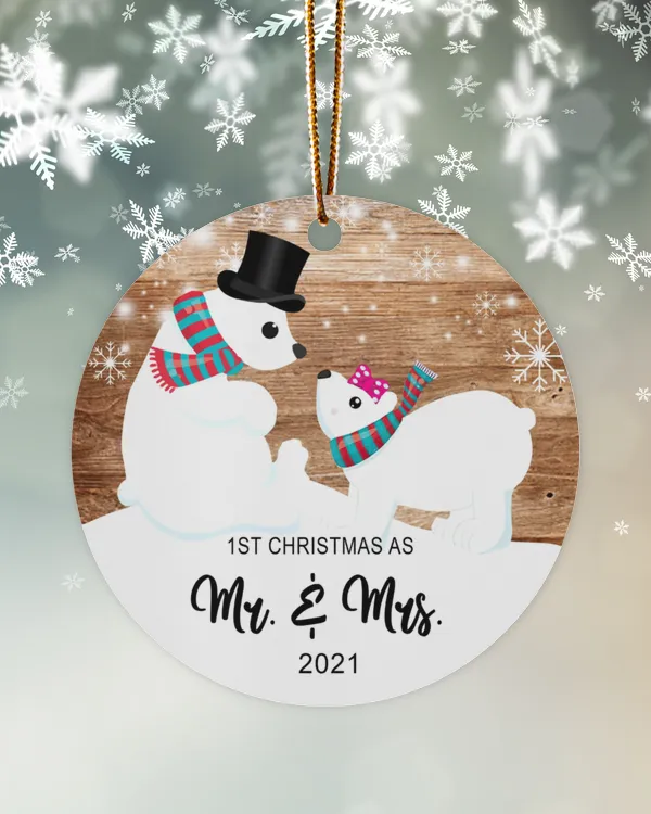 1st Christmas As Mr. & Mrs. Polar Bear Couple Ornament