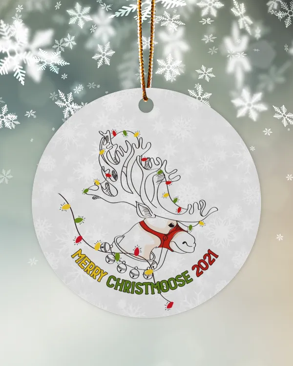RD Custom Merry Christmoose Ornament, Custom Ornament, Christmas 2021, Christmas Ornament, Family Gift, Year Ornament, Moose Ornament