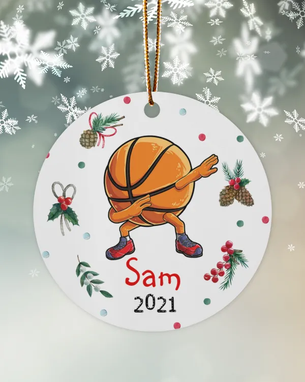 RD Personalized Basketball Sports Christmas Ornament, Basketball Player Ornament, Coach Team Gift
