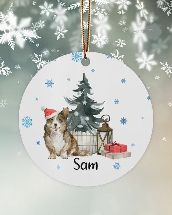 RD Personalized Corgi Ornament, Tricolor Corgi Ornament, Christmas Dogs Ornament