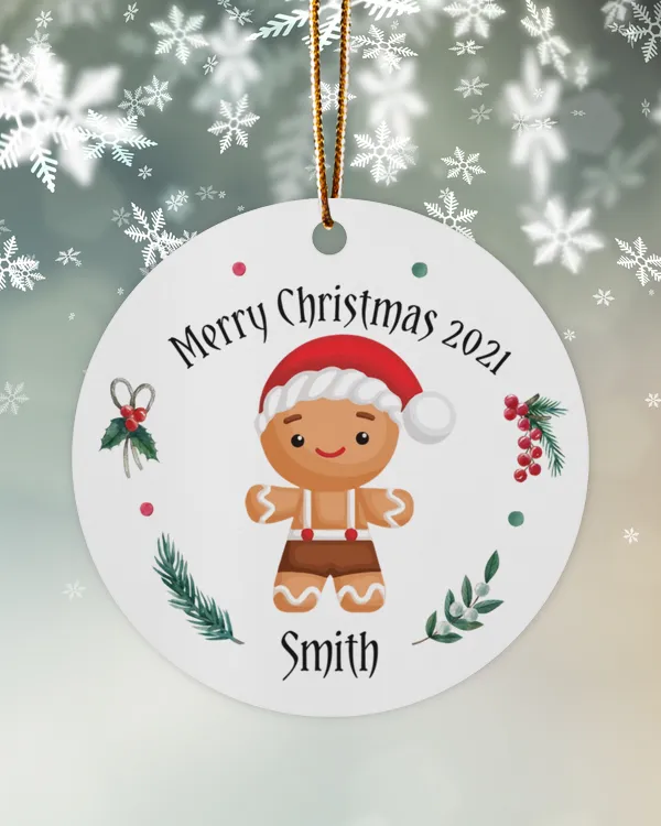 RD Personalized Gingerbread Christmas Ornament, Gingerbread Man Christmas Ornament, Christmas Gift