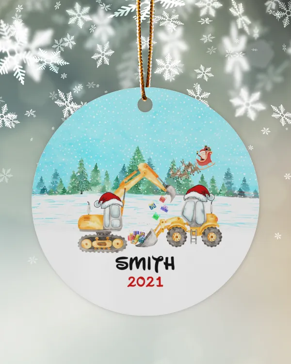 RD Personalized Excavator Christmas Ornaments, Excavator Ornament, Kids Construction Personalized Christmas Ornament