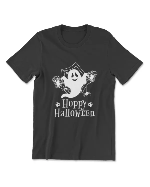 Hoppy Halloween T-shirt Funny Beer Drinkers Ghost Spider Tee