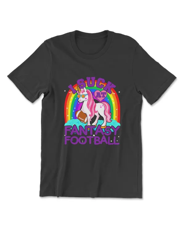 Funny I Suck At Fantasy Football Unicorn Loser Tee Pink Men T-Shirt