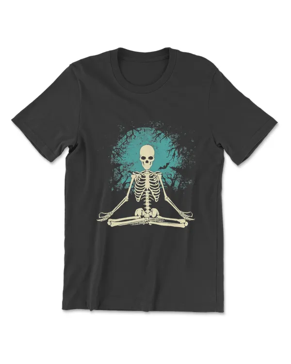 Meditating Skeleton Yoga Halloween Moon Costume Men Women T-Shirt