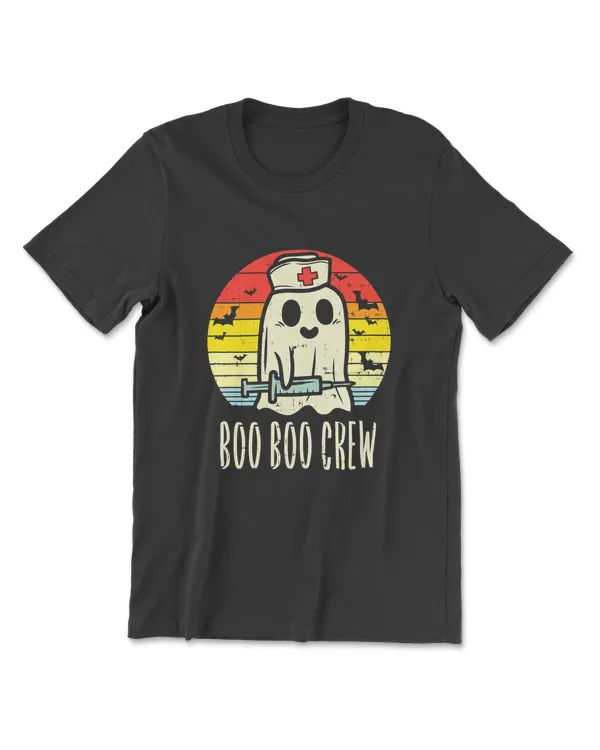 Womens Boo Boo Crew Ghost Nurse Retro Halloween 2021 Nursing RN T-Shirt