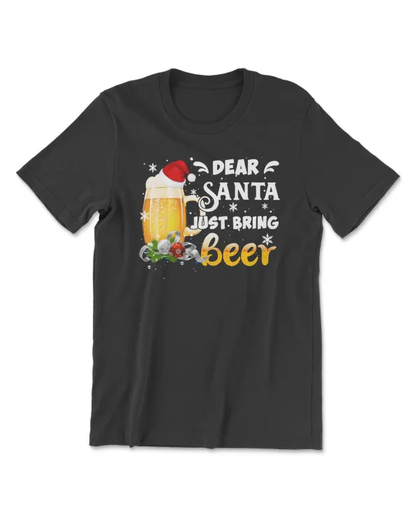 Beer Dear Santa Just Bring Christmas Wine501 drinking
