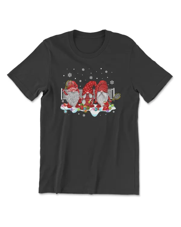 Tennis Funny Christmas GnomeXmas Red Gnomes Santa Sport Player T205 coach