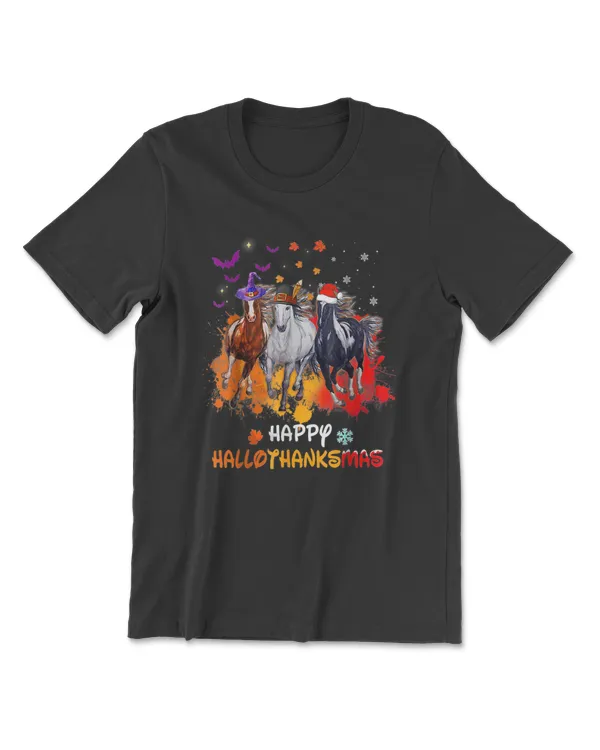 Horse Halloween And Merry Christmas Happy Hallothanksmas