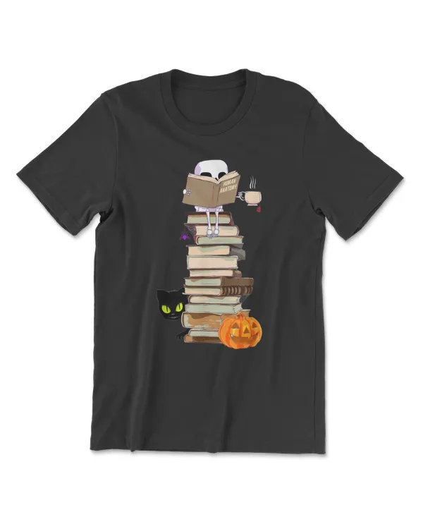 Skeletons, Cats, Books Tea T-Shirt