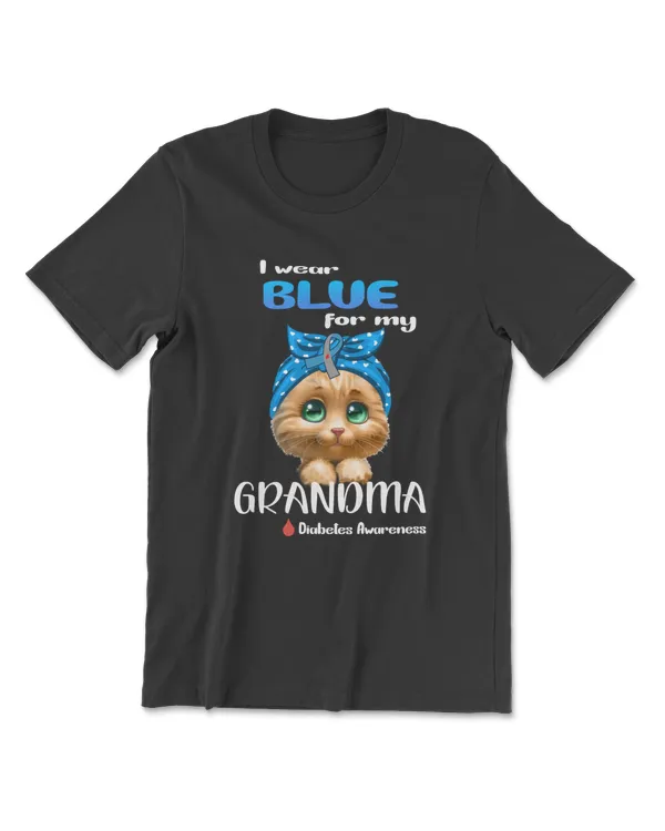 I Wear Blue For My Grandma Diabetes Awareness Cute Kitten