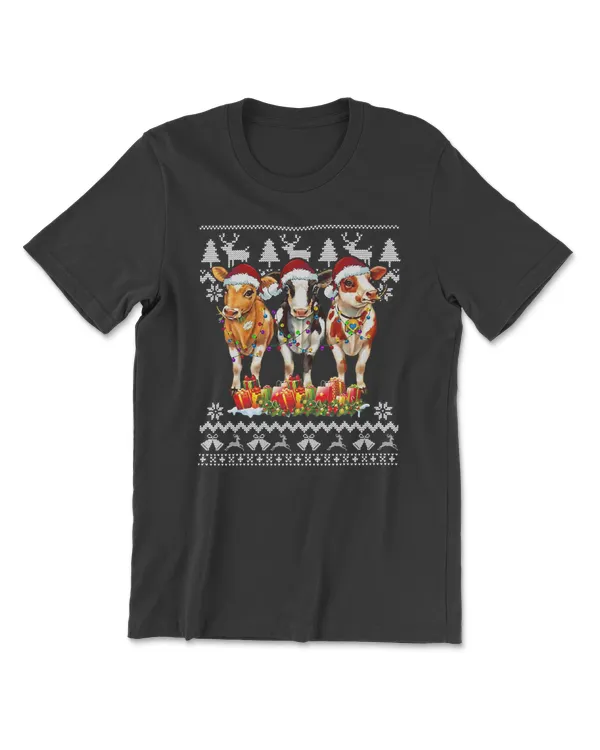 Cow Cow Christmas Tree Lights Santa HatXmas 5 Heifer Cattle