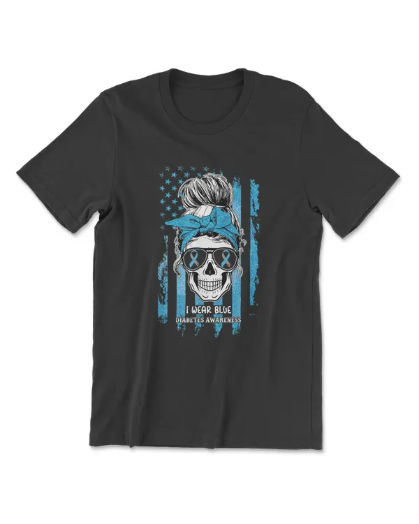 I Wear Blue Diabetes Awareness Dead Skull Men Women