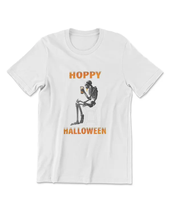 Hoppy Halloween Skeleton Drinking Craft Beer Funny Shirt