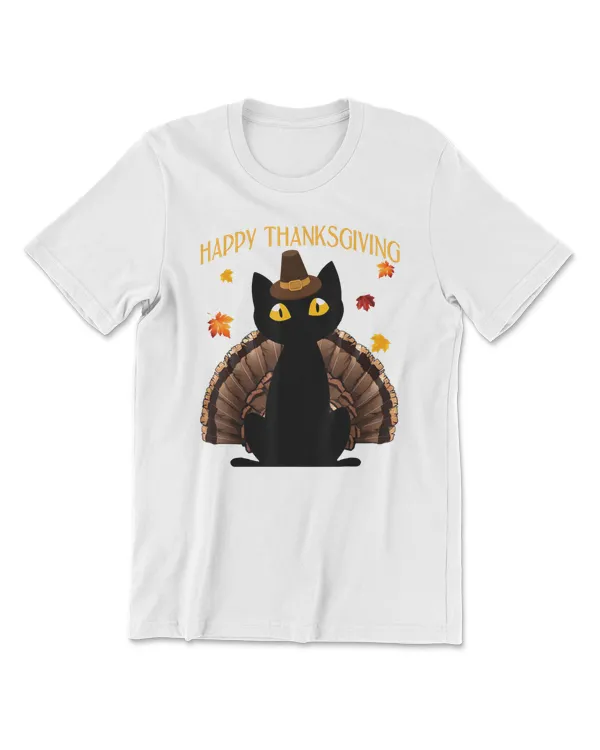 Cat Funny Black Cat Turkey Happy Thanksgiving Gift T175 paws