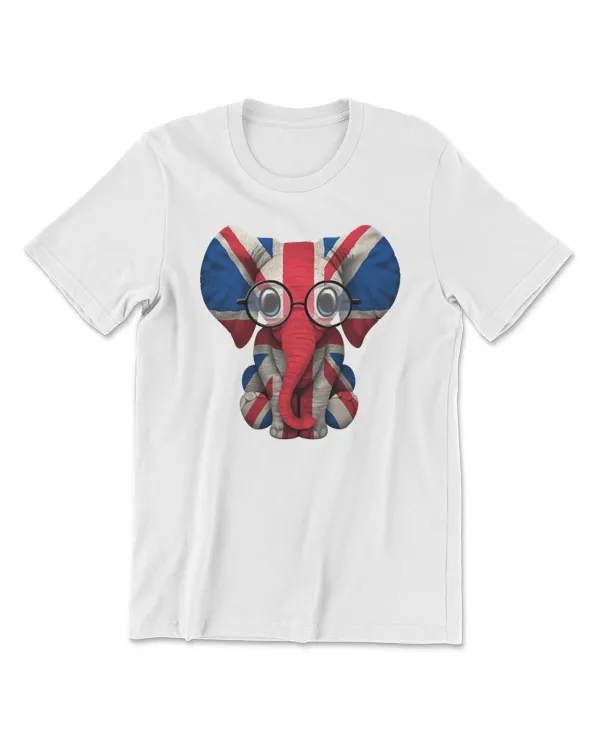 Elephant Baby Elephant with Glasses and Union Jack British Flag 129 Elephant lovers