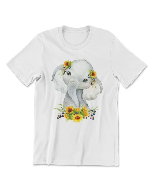 Elephant Baby Elephant with Yellow Floral Sunflowers74 Elephant lovers