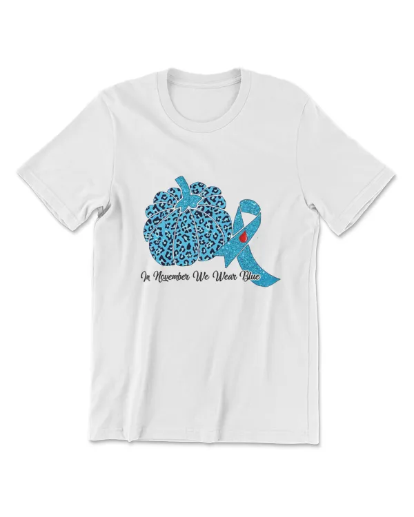 In November We Wear Blue Cute Leopard Pumpkin Autumn Diabetes Awareness