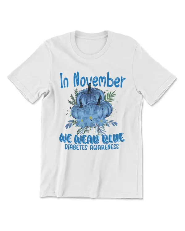 In November We Wear Blue Autumn Pumpkin Diabetes Awareness