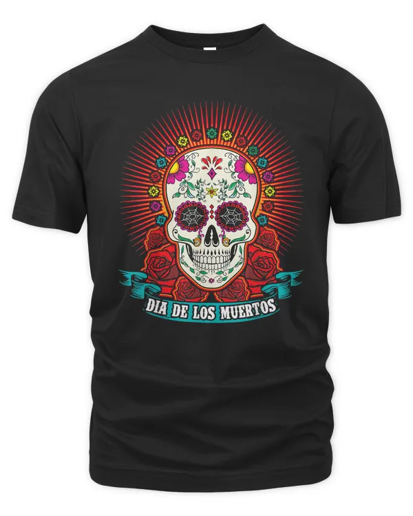 artistic day of the dead dia de los muertos skull t-shirt