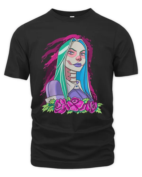 pastel goth sugar skull chick kawaii t-shirt