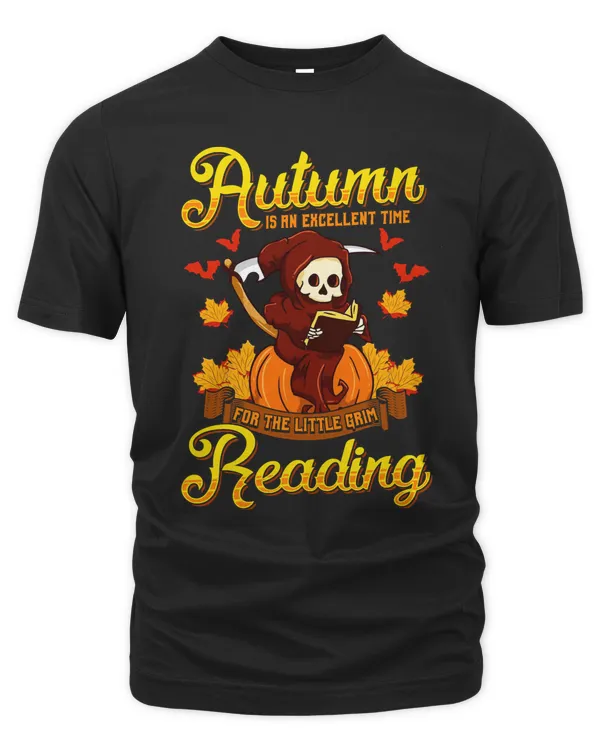 Halloween Grim Reaper Autumn Excellent Time Little Grim Reading Cute 496 Pumpkin