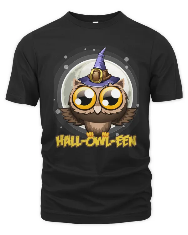 Halloween HALLOWLEEN OWL Humor Halloween Tee 608 Pumpkin