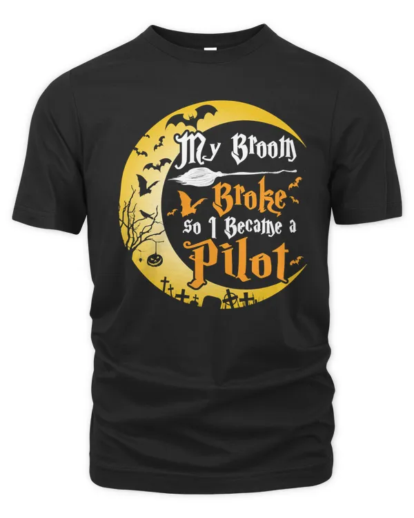Halloween My Broom Broke So I Became A pilot Funny Halloween 111 Pumpkin