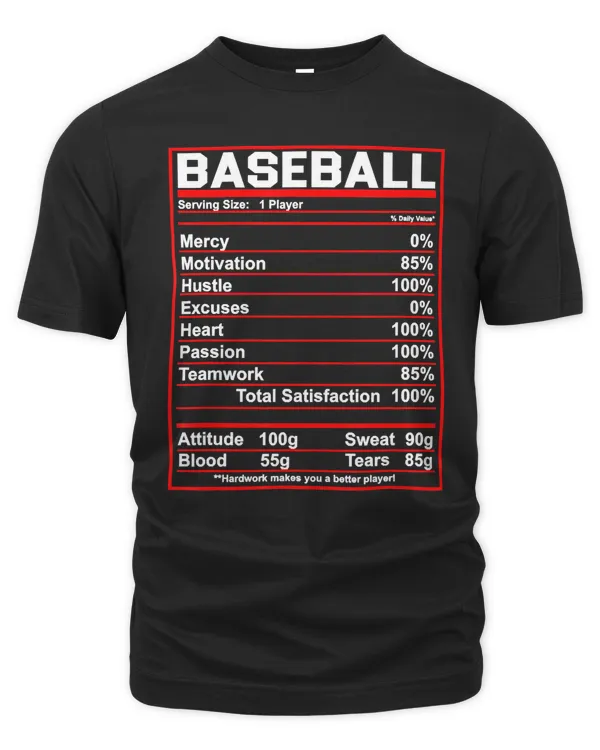Baseball Baseball Nutrition Facts Coach Or Player 43 Baseball Player