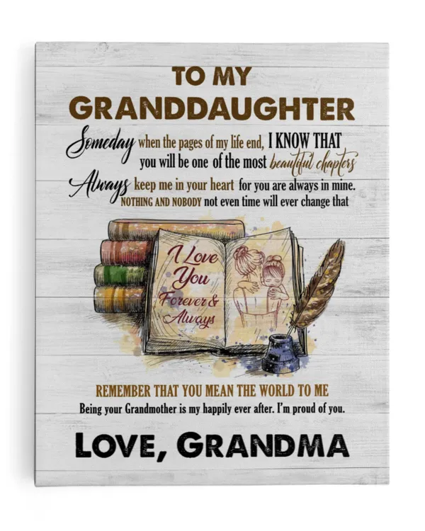 Personalized Name To my Granddaughter Gift, Page of my life Quotes, Wood Vitage Background
