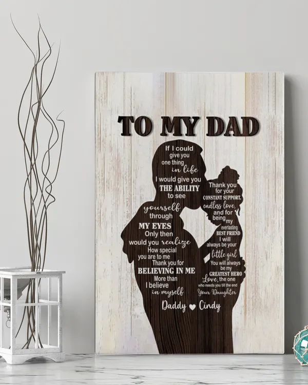 Personalized To My Dad Canvas from Daughter, My Greatest Hero Canvas, Father Canvas Wall Art, Father's Day Canvas Gift from Daughter