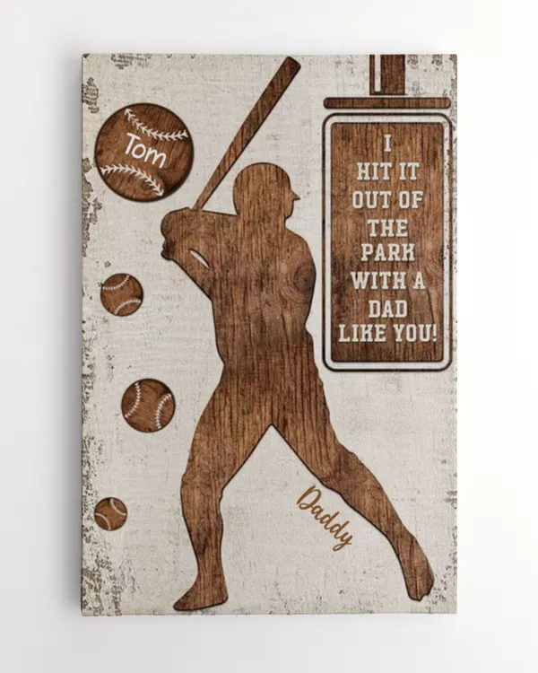 We Hit It Out Of The Park Baseball Dad Personalized Vertical Poster, Baseball Dad Canvas
