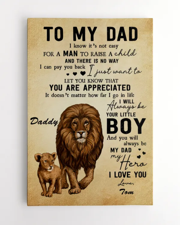 Dad It‘s Not Easy Lion Personalized Vertical Poster Canvas Ready To Hang