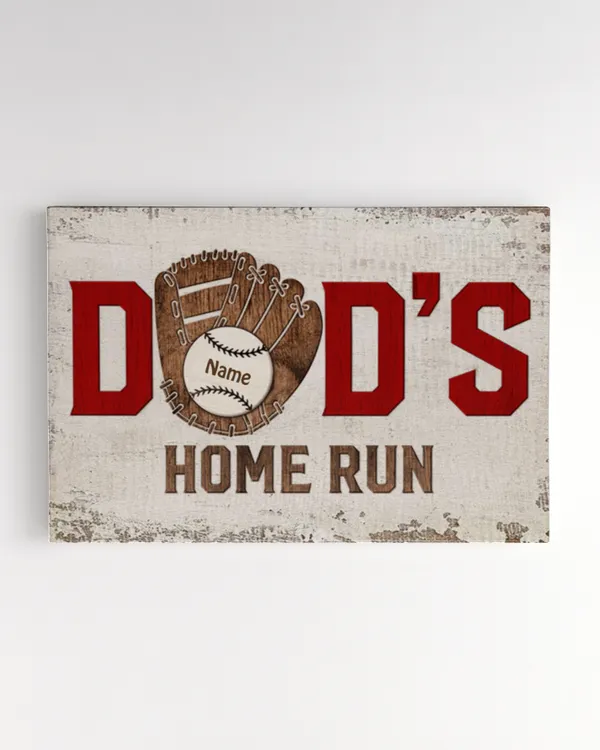 Baseball Dad‘s Home Run Personalized Horizontal Poster, Baseball Dad Canvas, Ready To Hang