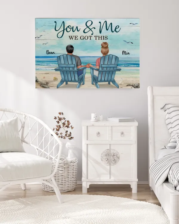 Back View Couple Sitting Beach Landscape You & Me We Got This Personalized Poster