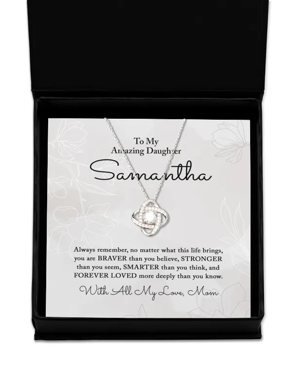 Personalized To My Amazing Daughter Necklace Flowery - "BRAVER STRONGER SMARTER"