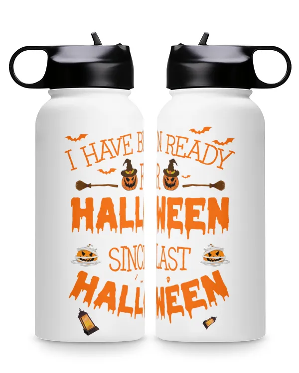 I Have Been Ready For Halloween Since Last Halloween Premium Water Bottle, pumpkin bats