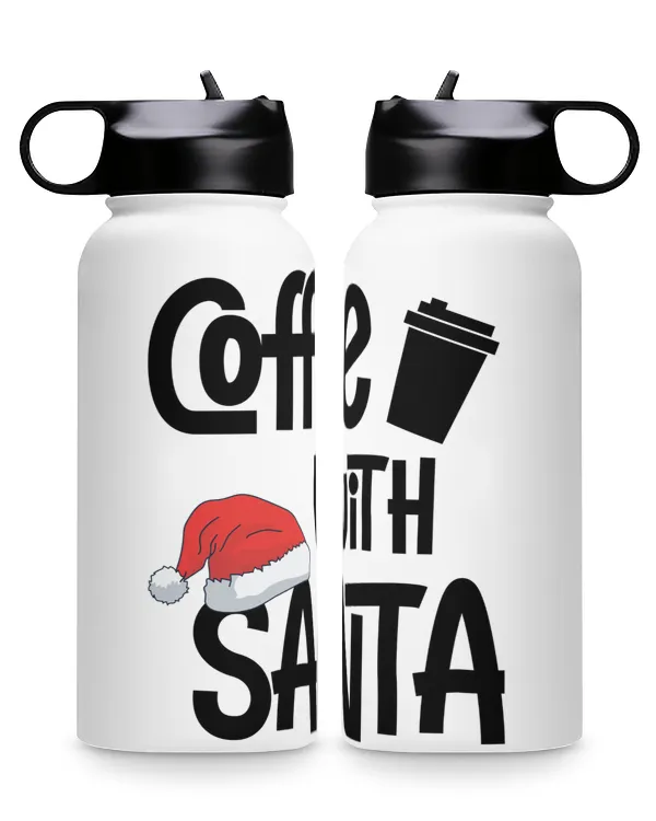 Coffee With Santa Premium Water Bottle, Santa Claus's hat