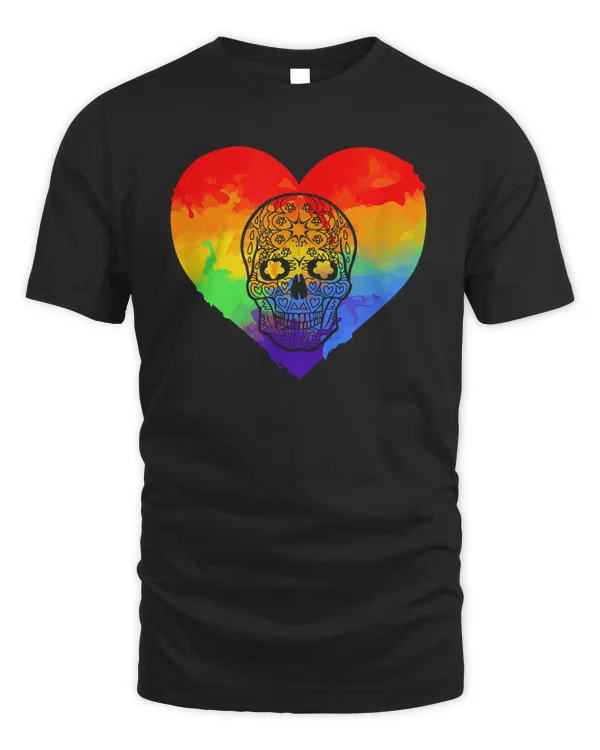 rainbow heart sugar skill day of the dead cinco de mayo t-shirt