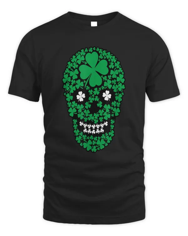 saint patrick's day shamrocks skull irish sugar women men t-shirt