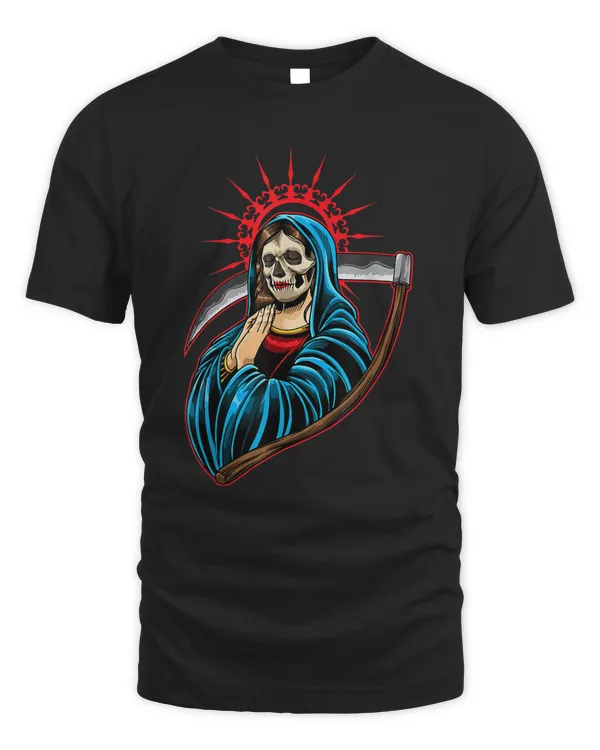 santa muerte - praying la calavera catrina - sugar skull t-shirt