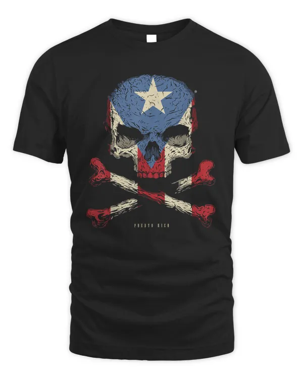 skull crossbones puerto rico flag skeleton t-shirt