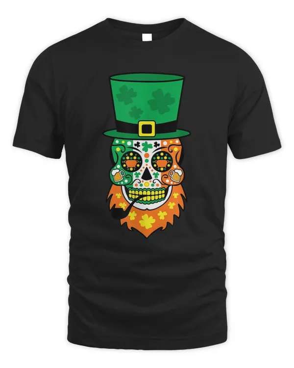 st patricks day irish flag sugar skull t-shirt