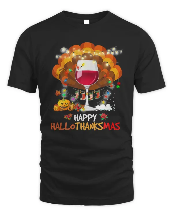 Thanksgiving Funny Wine Glass Thankgiving Happy Hallothanksmas