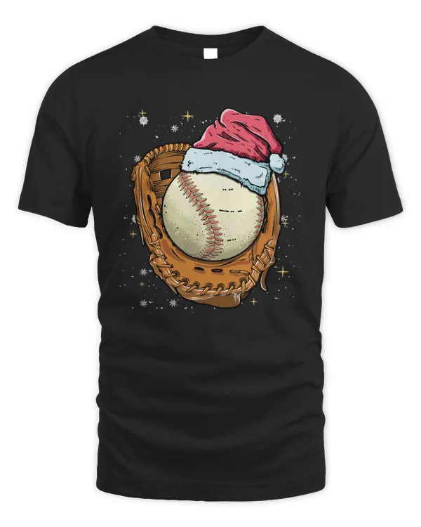 Baseball Christmas Baseball Ball Glove Santa Hat Funny Xmas Sport
