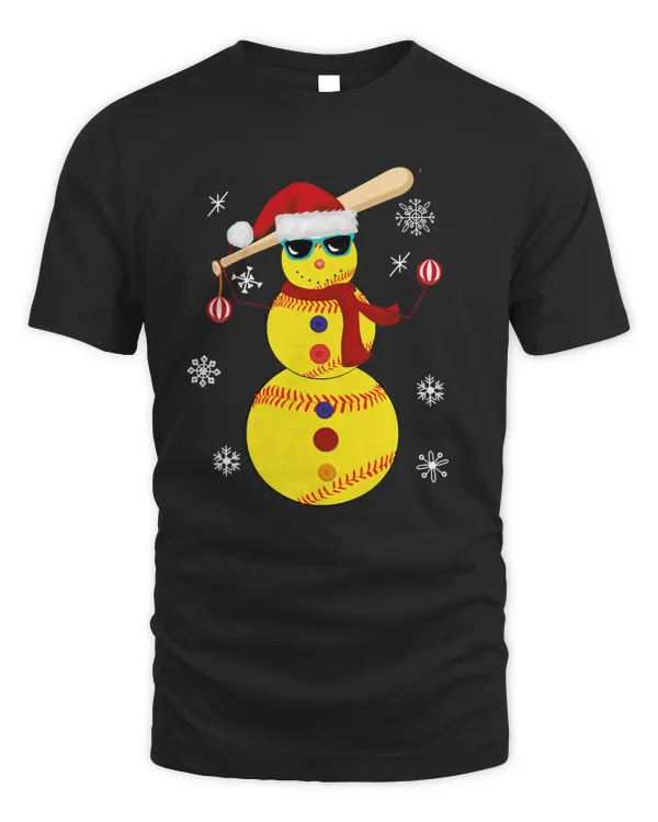 Softball Christmas Softball Snowman Santa Hat 418 softball player